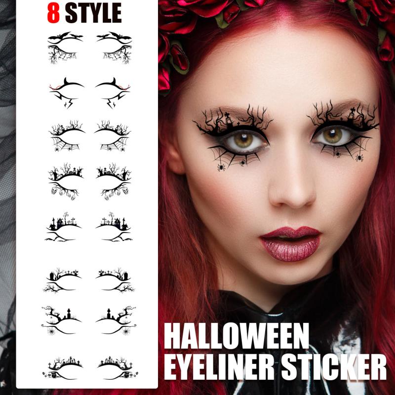 

Fashion Black Halloween Bat Spider Horror Party Decoration Eye Stickers Shadow Eyeliner