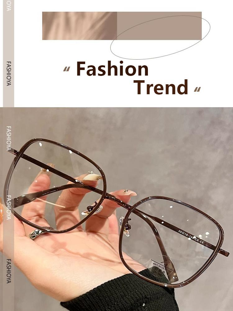 Retro Super Large Frame Myopia Glasses Frame For Women Can Match High-quality And Large Face With Slim Eyes Frame