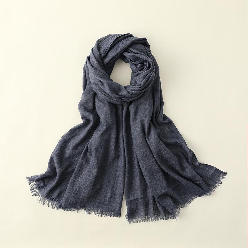 Women's Cotton Linen Artistic Solid Color Silk Scarf, Sun Protection Beach Neck Scarf, Japanese Style Long Gauze Scarf