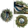 Large Christmas Wreath for Front Door Beautiful Christmas Wreath with Bowknot and Bells for Home or Storefronts Decors