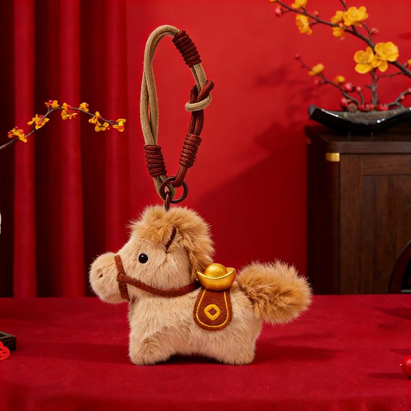 Cute Year Plush Keychain Pendant Doll Pendant Miniature Horse Figurine