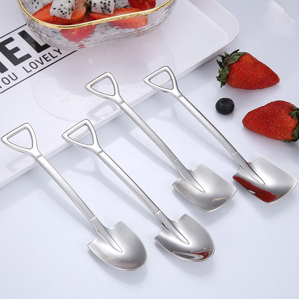 Dessert Spoon Spade Head Design Stainless Steel Ice Cream Fruit Dessert