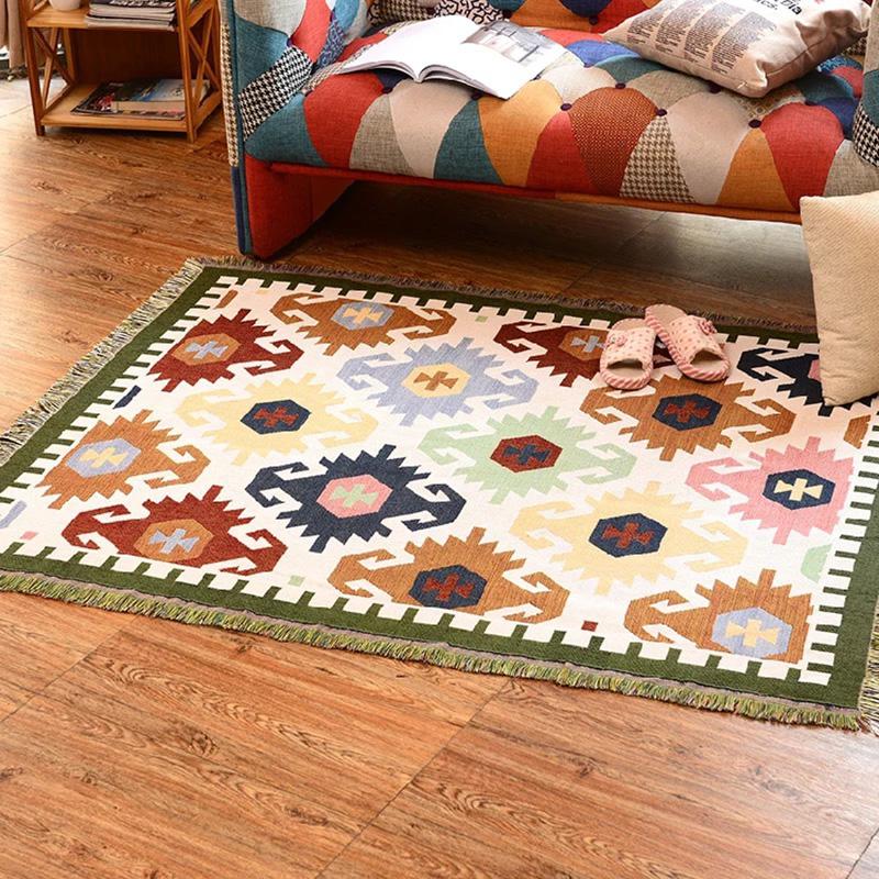 Bohemian Knitted Chair Lounge Blanket Bed Tapestry Bedspread Tablecloth Ethnic Women Outdoor Beach Sandy Towels