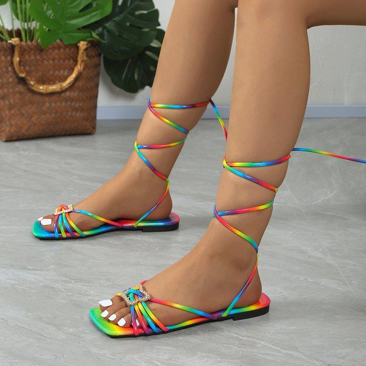 Premium flat slippers women s summer French temperament square head sandals 36 2277₽