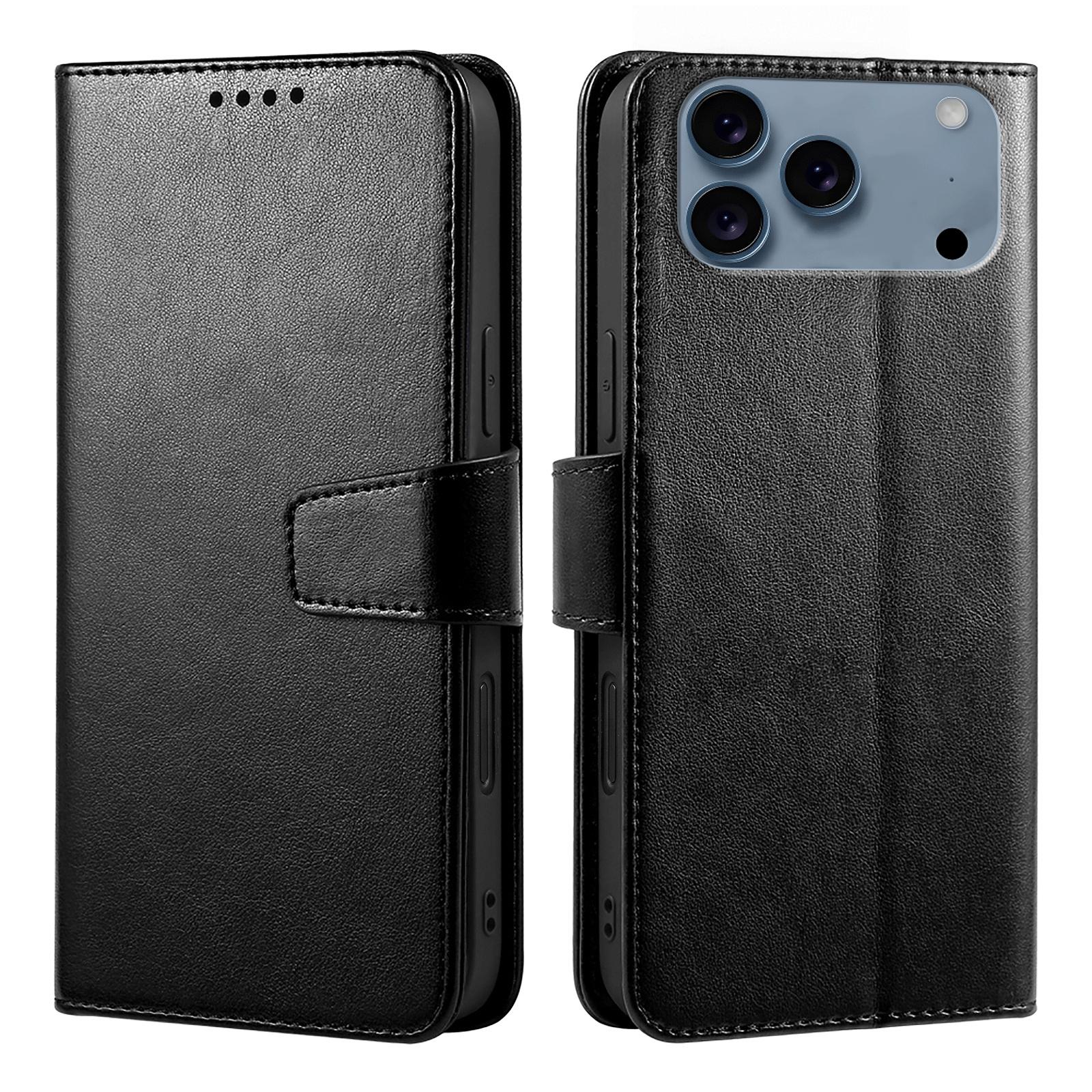 

For iPhone 17 Pro Max Case Stand Card Holder Wallet Leather Phone Cover Black