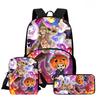 One Piece Lightweight 3PCS School Backpack Set with Front Pocket, Crossbody Bag and Pencil Case, Unisex for Boys Girls Age 6-10