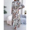 Women's Long Dress Summer Long Sleeve Vintage Floral Lapel Tied Shirt Dress Women Fashion Single Breasted Loose Casual Office Ladies Dresses
