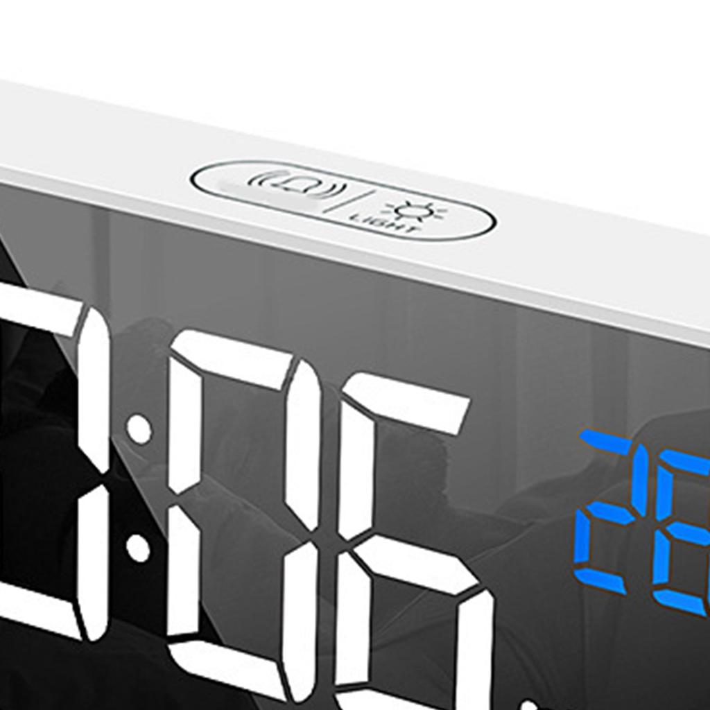 Budzik LED Elektryczny Wielofunkcyjny Wykwintny Powierzchnia Lusterkowa Cichy Zegar Nocny na Stolik do Domu