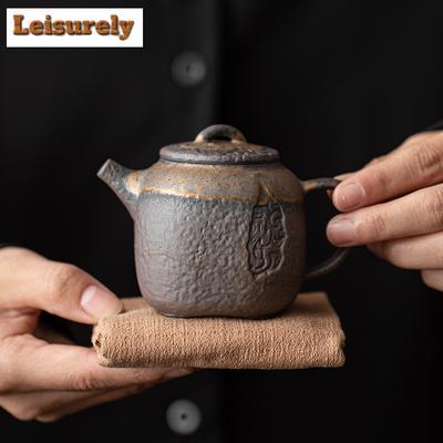 160 ml japanische Teekanne mit vergoldeter Eisenglasur, Boutique-Teekanne aus grober Keramik, Teekanne mit Teesieb, Teekessel, Teeartikel, Zubehör, Ornamente