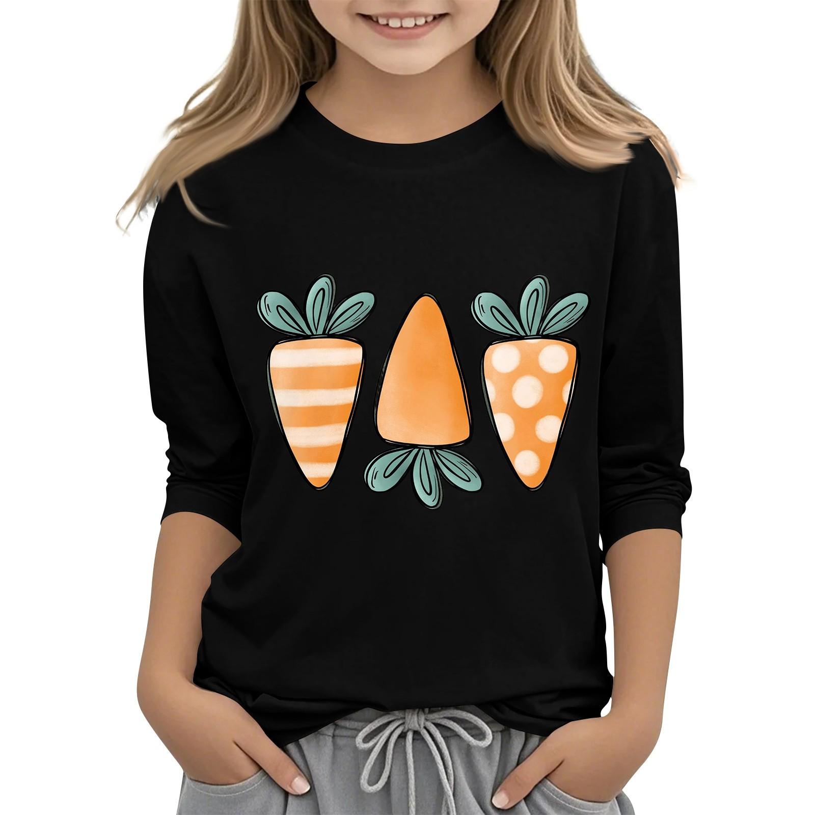 

Повседневная футболка с круглым вырезом и пасхальным принтом, с рукавами 7 точек для детей 120 чёрный