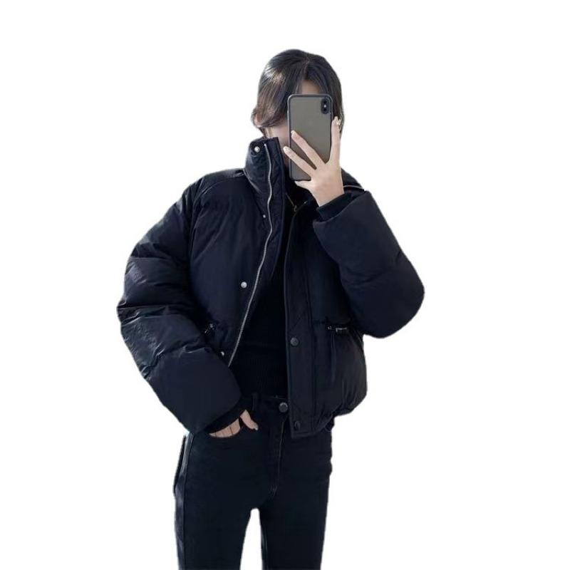 Short stand-up collar small cotton-padded clothes women's simple loose version zipper bread clothes jacket solid color