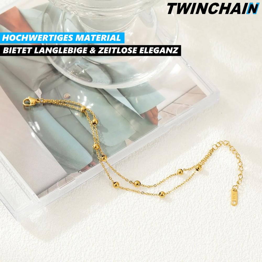 TWINCHAIN Double Bracelet Bracelet Double Jewelry Ball Gold