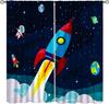 Space Astronaut Curtain,Cartoon Solar System Universe Rocket Spaceship Planet Earth Stars Window Treatments Drapes for Kids Boys