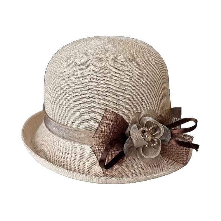 Summer new flower knitted basin hat women's face small curling edge fashion sun hat French sunscreen top hat