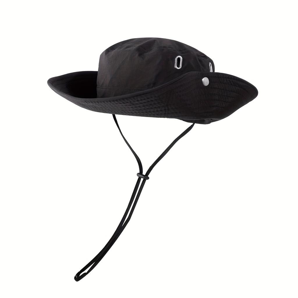 1pc Outdoor Mountaineering Fishing Bucket Hat Outdoor Travel Wide-brimmed Sun Hat Camping Drawstring Sunscreen Fisherman Hat