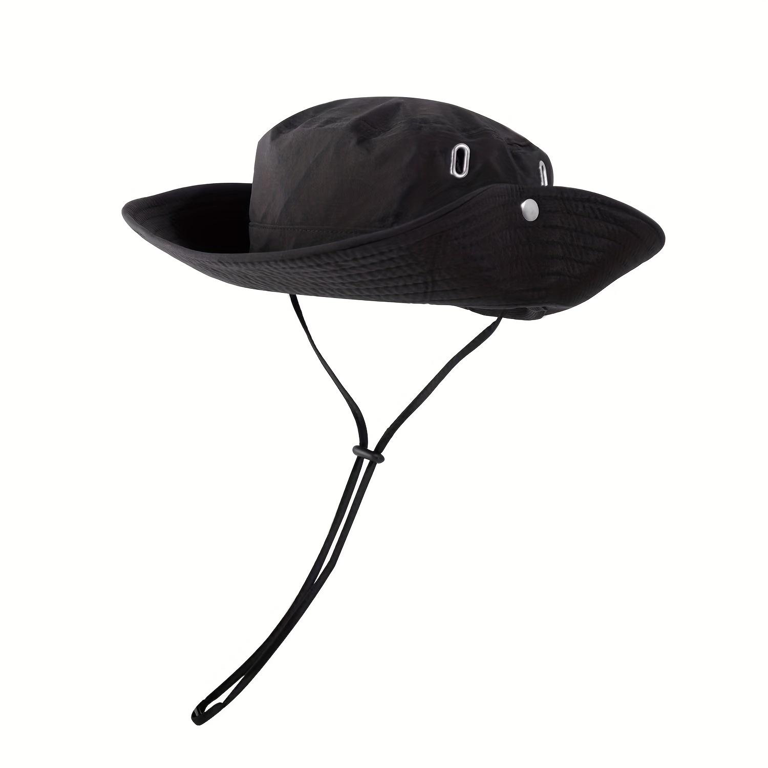 

1pc Outdoor Mountaineering Fishing Bucket Hat Outdoor Travel Wide-brimmed Sun Hat Camping Drawstring Sunscreen Fisherman Hat чёрный