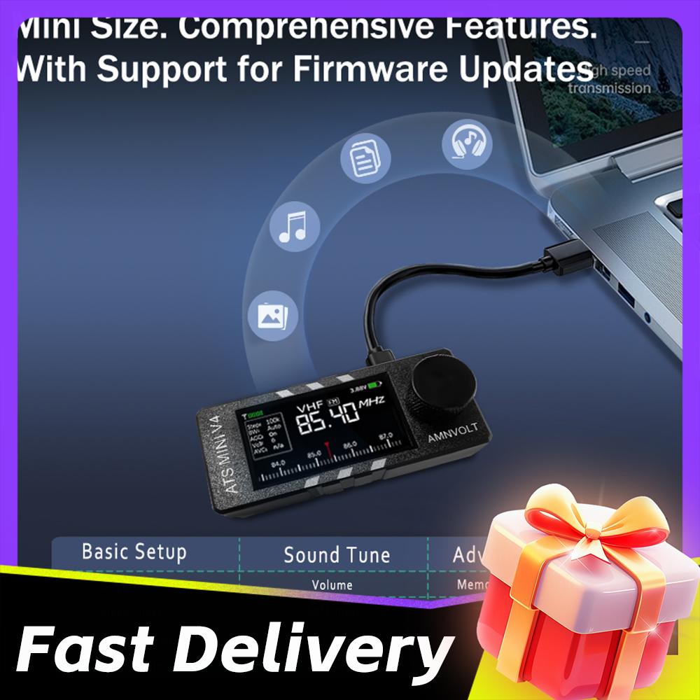 AMNVOLT V4 ATS MINI SI4732 Radio with Headphone Amplifier DSP Radio All Band FM AM SSB LSB USB Radio Receiver for Camping
