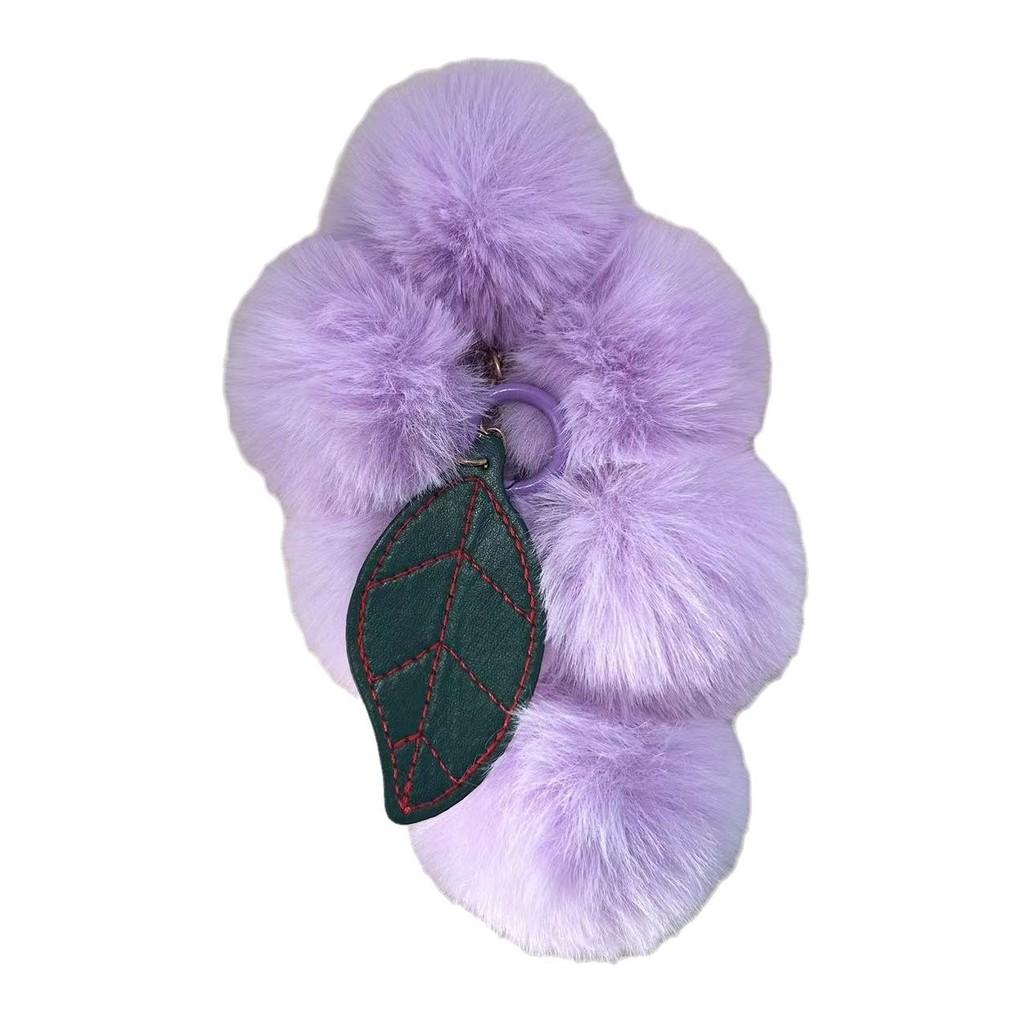 Trendy Purple Light Grape Plush Ball Keychain For Modern Accessories Stylish
