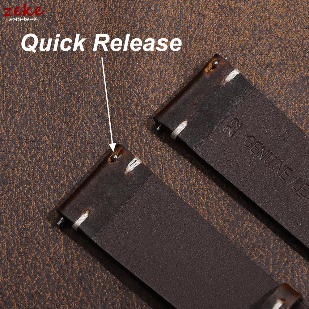 Retro Oil Wax Genuine Leather Watchband Quick Release Butterfly Buckle Calfskin Strap for Rolex 18/19/20/21/22/24mm Wristband