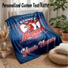 Sydney Roosters Custom Flannel Throw Blanket Print Your Name Text Soft Warm Blanket Holiday Present