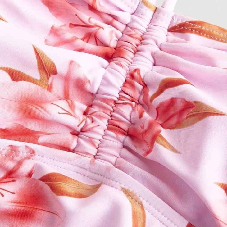Fashionable Halterneck Style Tankini With Colorful Flower Pattern Ideal For Vacation Wear Top With Matching Bottoms