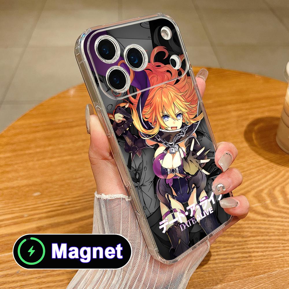 Date a Live Yamai Kaguya Clear Magsafe Mobile Phone Case for iPhone 17 16 15 14 13 12 11 Air Pro Max Plus Mini Colorful Cover
