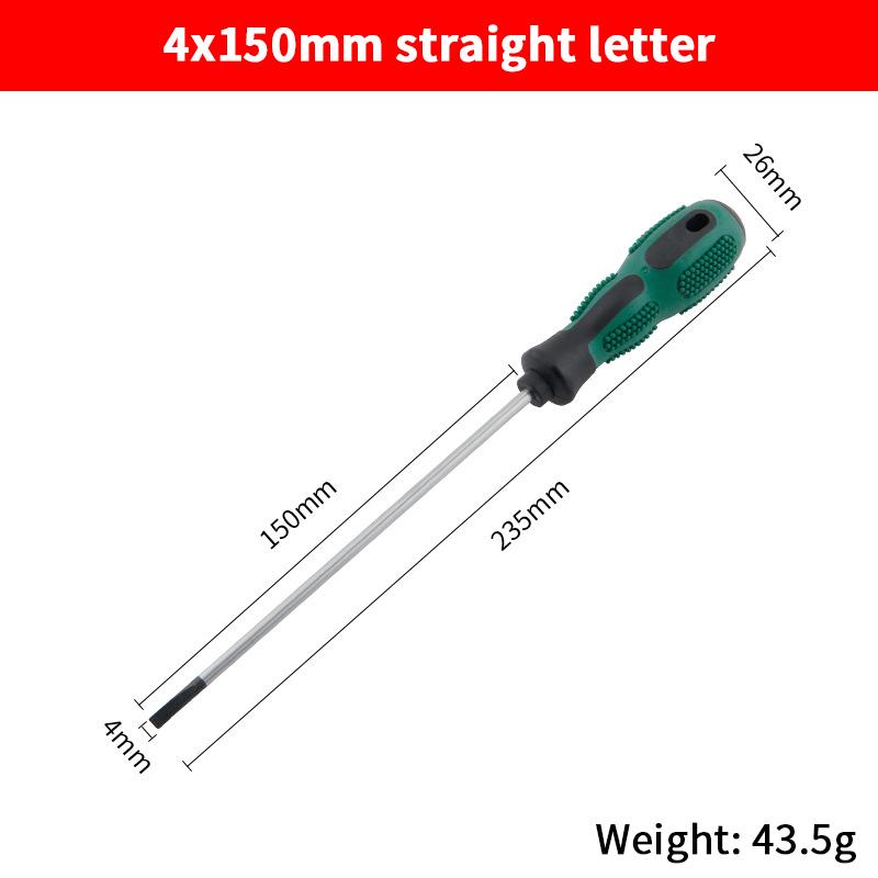 1 Piece Green Rubber Handle Magnetic Screwdriver Long Slotted Screwdriver Installation And Disassembly Repair Tool