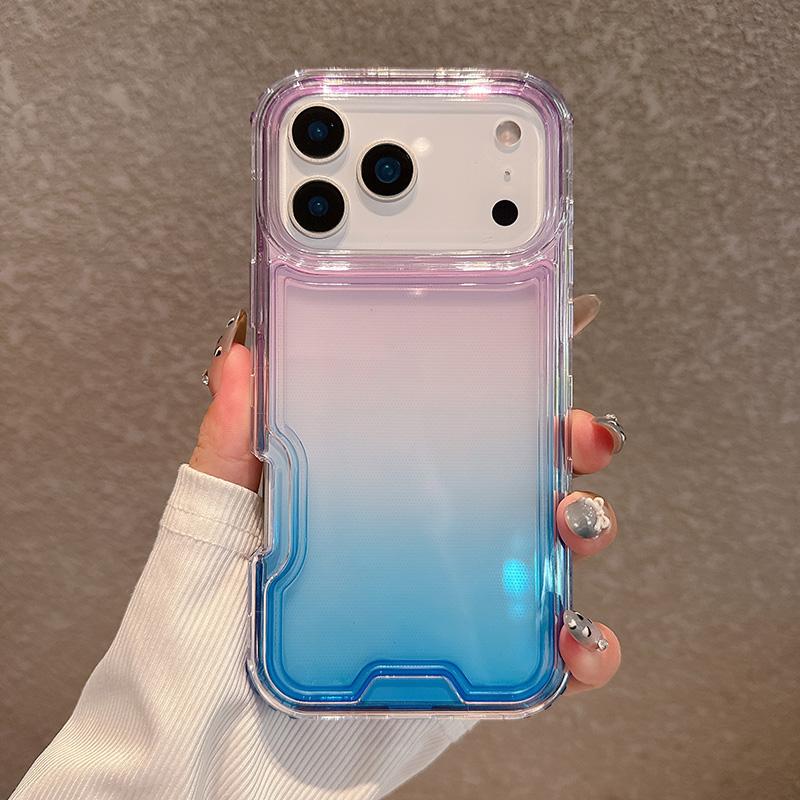 

2in1 Gradient Transparent Phone Case For iPhone 17 Air 16 15 14 Plus 13 12 11 Pro Max Shockproof Bumper Hard Back Cover iPhone 12 Pro