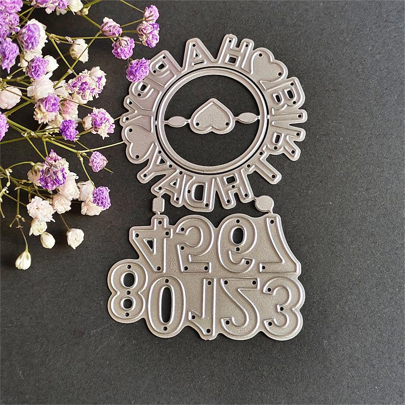 Zahlen- und Geburtstagsbuchstaben, Kunstmuster, Metall, Stahl, Stanzformen, Schablonen, Scrapbooking, Basteln, Stanzen, 3D-DIY, Festival-Kartenherstellung
