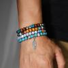 4Pcs/Set Bohemia Vintage Multi Layer Beaded Bracelets For Men Turquoise Ethnic Nature Stone Leaves Bracelets Gifts For Friends