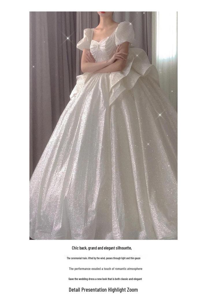 2025 French Retro Summer Wedding Dress: High-Quality Plus Size Bridal Gown with Light Train & Embroidery D93