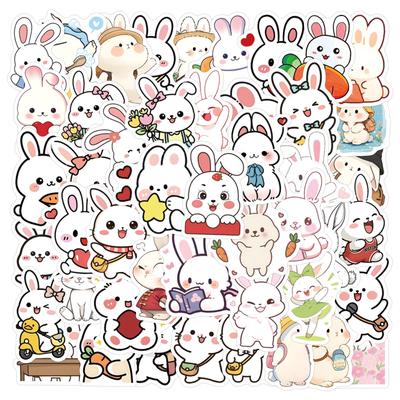 60 Cute Rabbit Cartoon Stickers: Waterproof Decorations for Planners, Water Bottles, and Computers