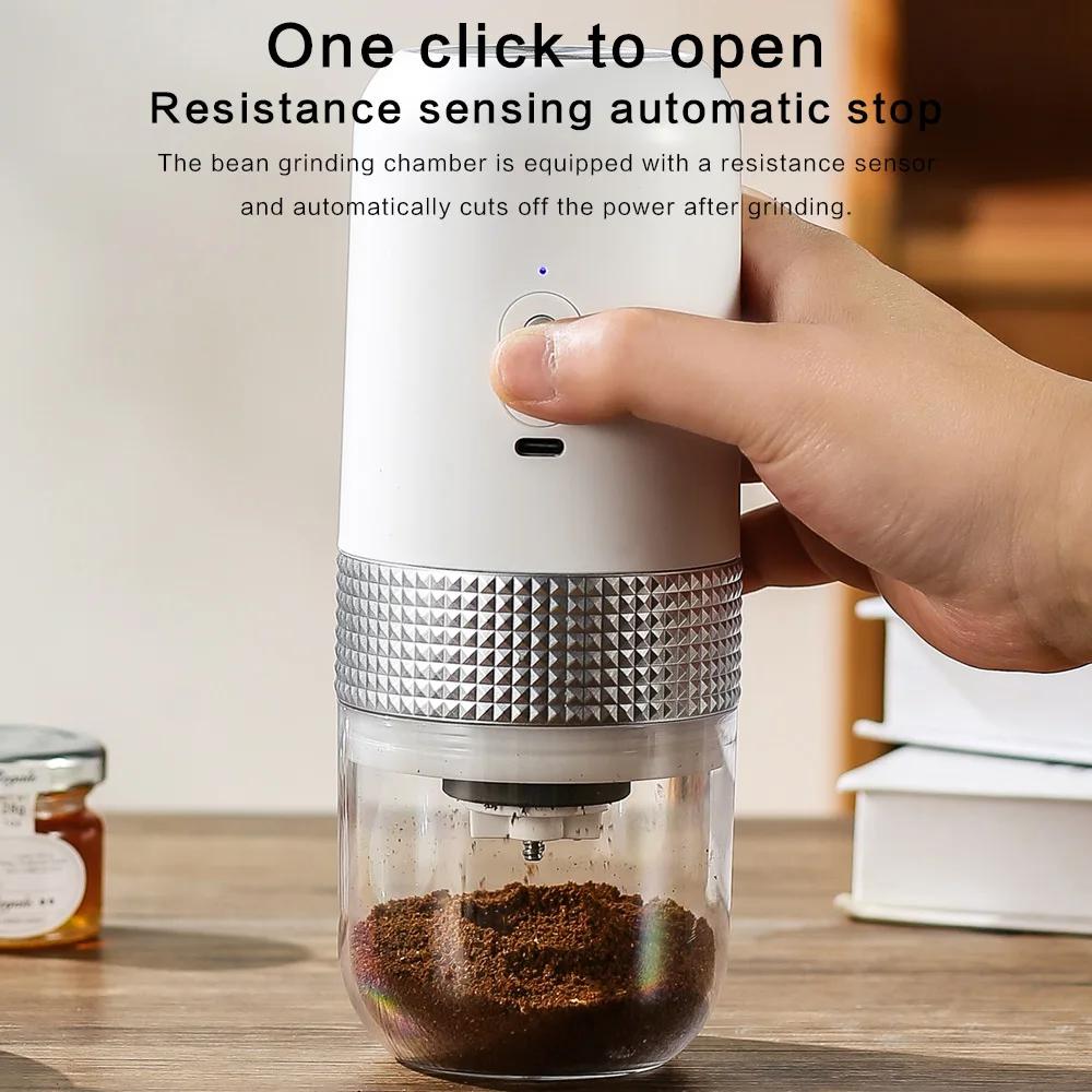 1pc Electric Coffee Bean Grinder Wireless Coffee Bean Processor Rechargeable Espresso Spice Grinder Home Office Travel Items