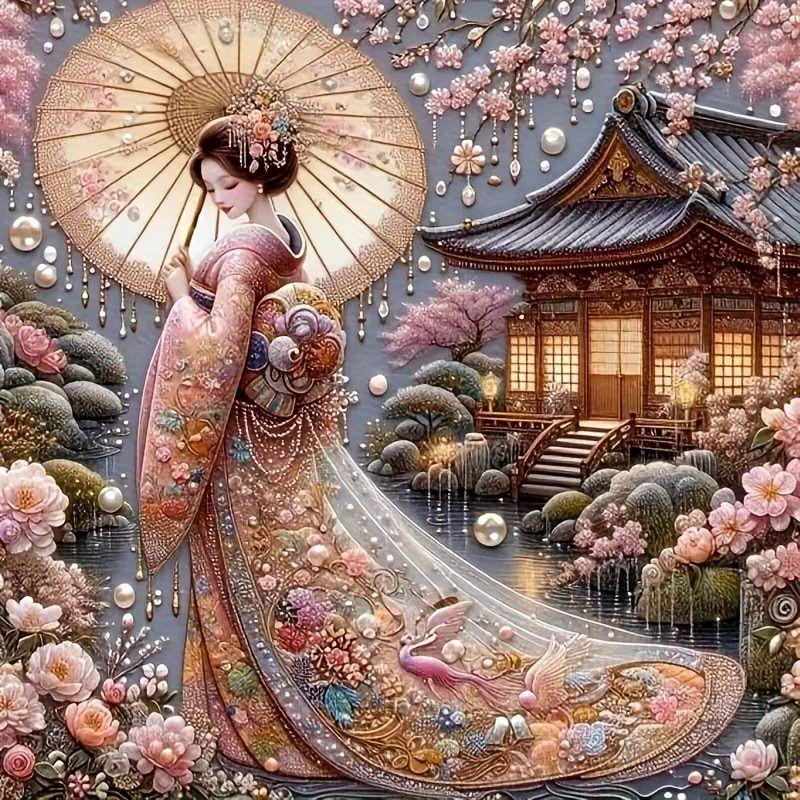 

CHENISTORY 5D Diamond Mosaic Sale Japanese Women Diy Diamond Painting Full Drill Square Portrait Rhinestones Pictures Gift Full Round 25x25cm
