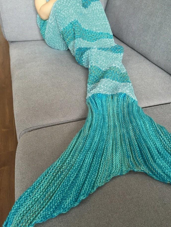 Acrylic Striped Mermaid Blanket For Home Office And Lounge Decor