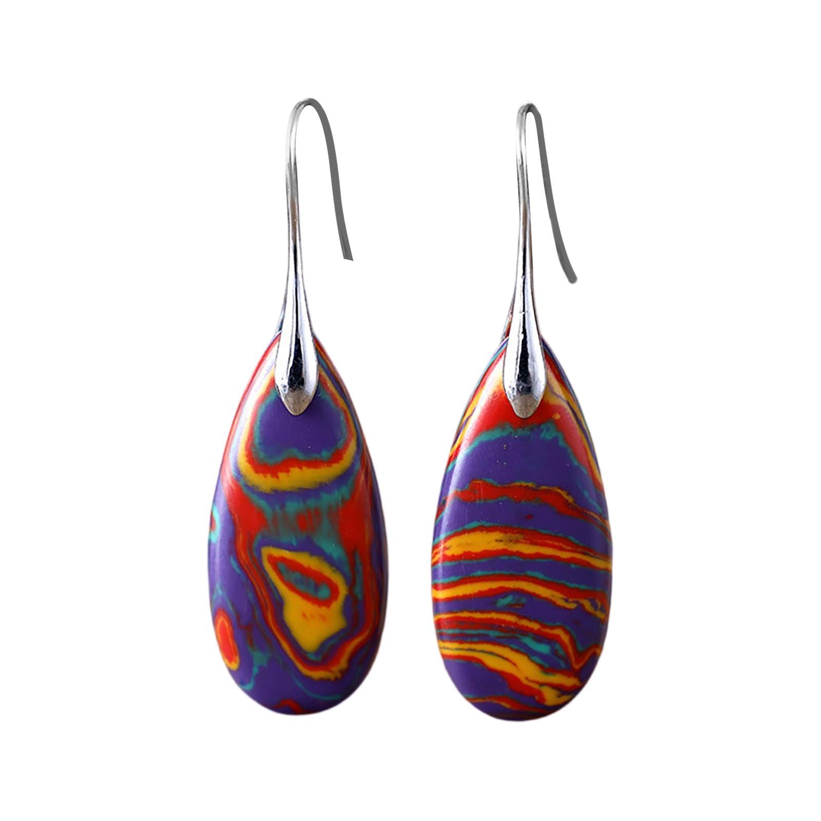 

Bohemian Stone Drop Pendant Earrings Natural Stone Jewelry One Size