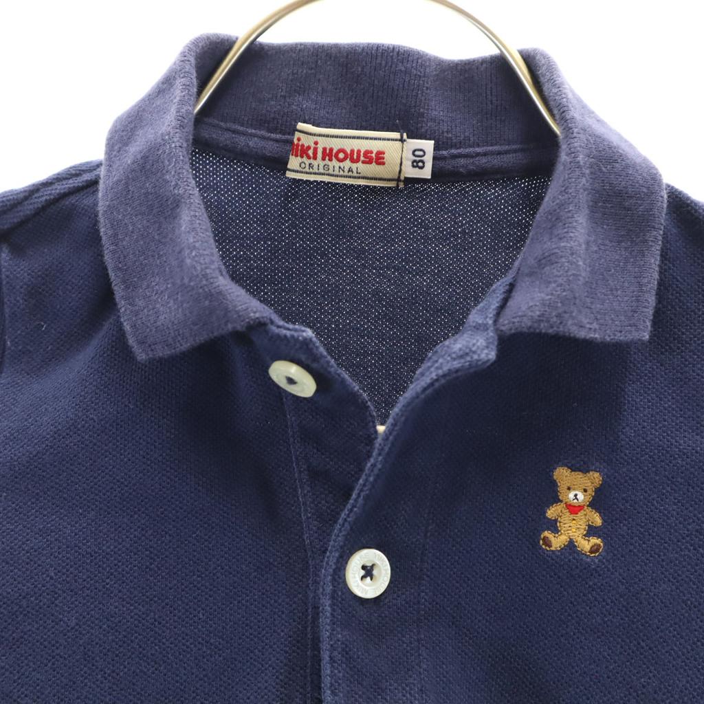 MIKIHOUSE Made In Japan Short Sleeve Polo Shirt 80 Navy Fawn Kid's Used