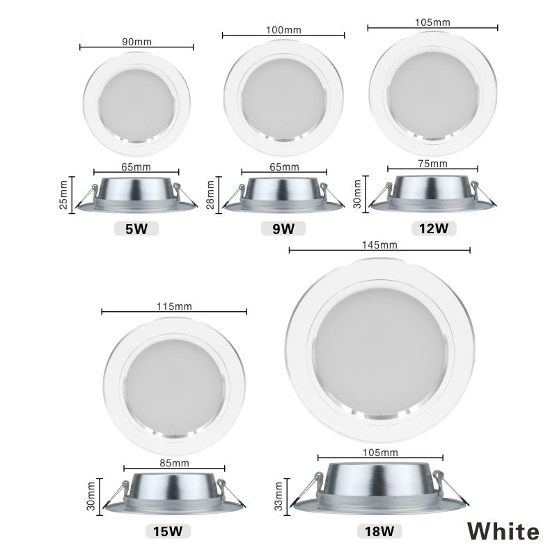 5W 9W 12W 15W 18W Led Downlight 220V Ceiling Light Recessed Down Light Round Led Panel Light Cold Warm White LED Spot Light