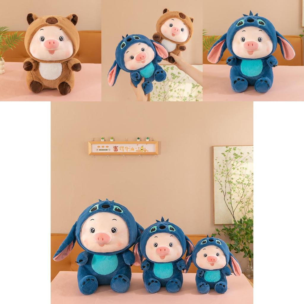 Entzückendes verwandelbares Schwein-Stofftier mit süßem Capybara-Stich-Design für Kinder