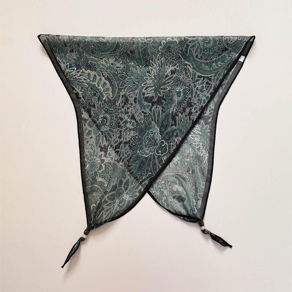 Retro rhombus triangular silk scarf strap fart curtain women's spring and summer fashion versatile stacked wear go out decorative jeans accessories
