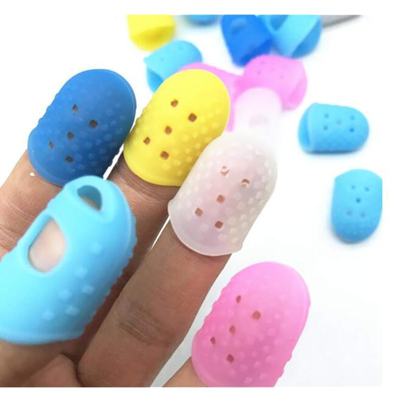 HJ Finger Cot Guitar Silicon Finger Sleeve Fingertip Protection Stringed Instruments For Practice (L, 30pcs)