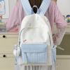 Schoolbag plaid splicing small fresh star bow floral schoolbag college style middle school student large capacity simple backpack