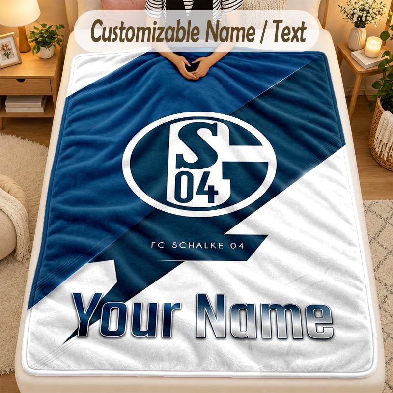 Flannel BlanketSchalke 04 FC Custom Name Text Personalized Soft Warm Throw Blanket Home Decor Gift