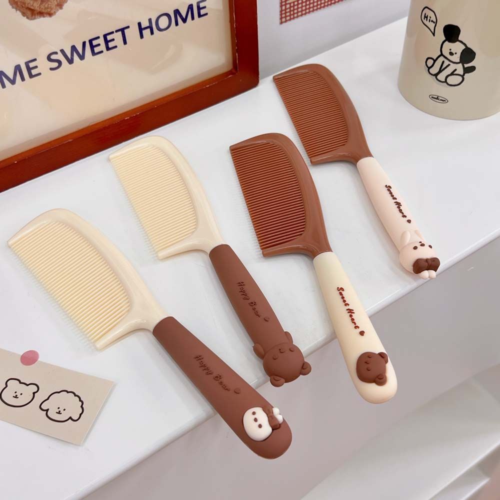 Hair Accessories Milk Tea Color Hair Comb Handle Hair Brush Cartoon Comb Hair Styling Tool
