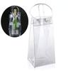 1Pc PVC Leakproof Ice Bag Eco Friendly Transparent Ice Pack Portable Ice Bucket Wine Champagne Bottle Chiller with Carry Handle