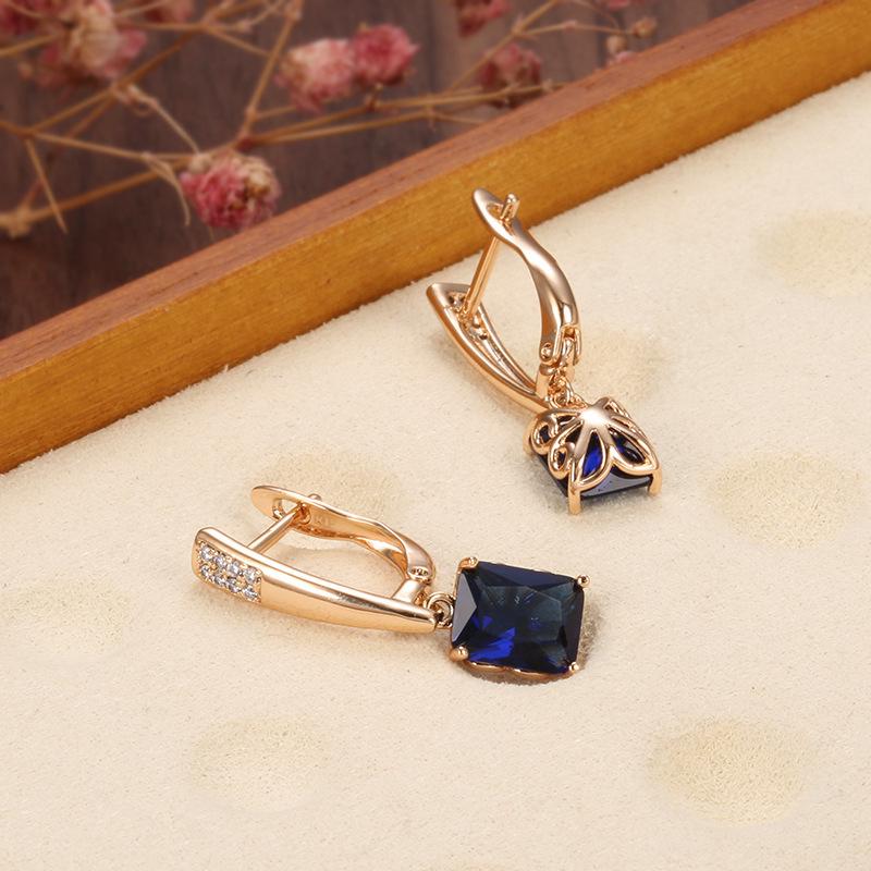 Contemporary Large Square Cubic Zirconia Drop Earrings for Women