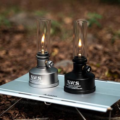 Candle Light Glass Lampshade Gas Atmosphere Lamp with Gas Burner Candle Lantern Energy-saving for Outdoor Fishing Camping Hiking