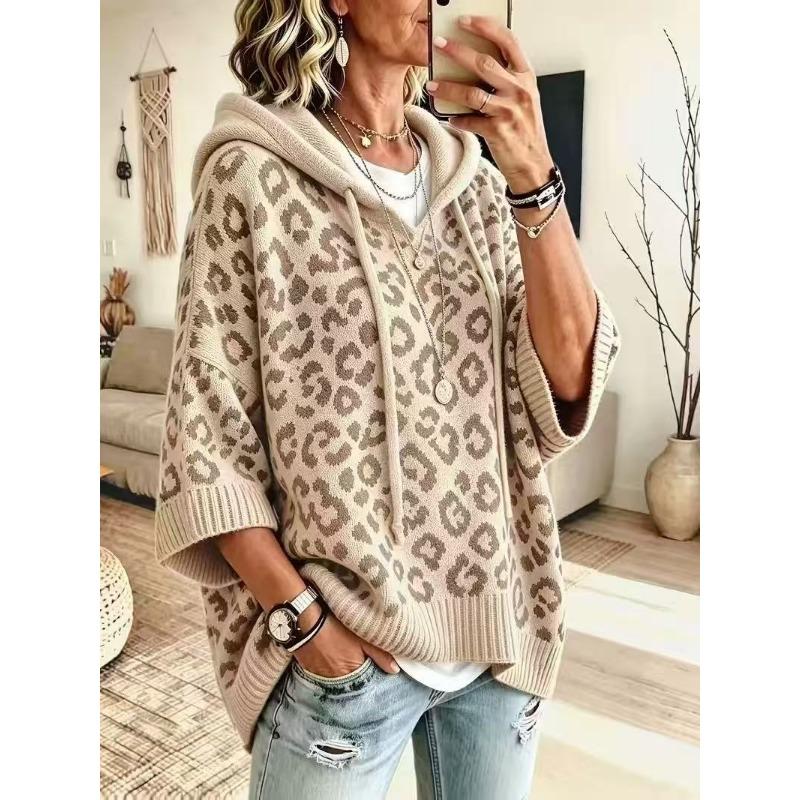 Women S Loose Fit Knitted Pullover Hooded Casual Sweater