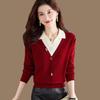Women's 2025 Spring/Autumn Color Block Knit Sweater – Long Sleeve, Loose Fit, Korean Style