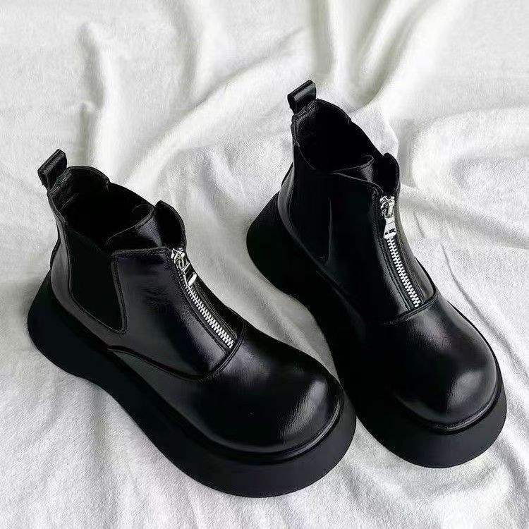 Thick-soled Martin boots women's 2025 new autumn and winter heightening short boots British style single boots Chelsea boots Ghost Emperor boots